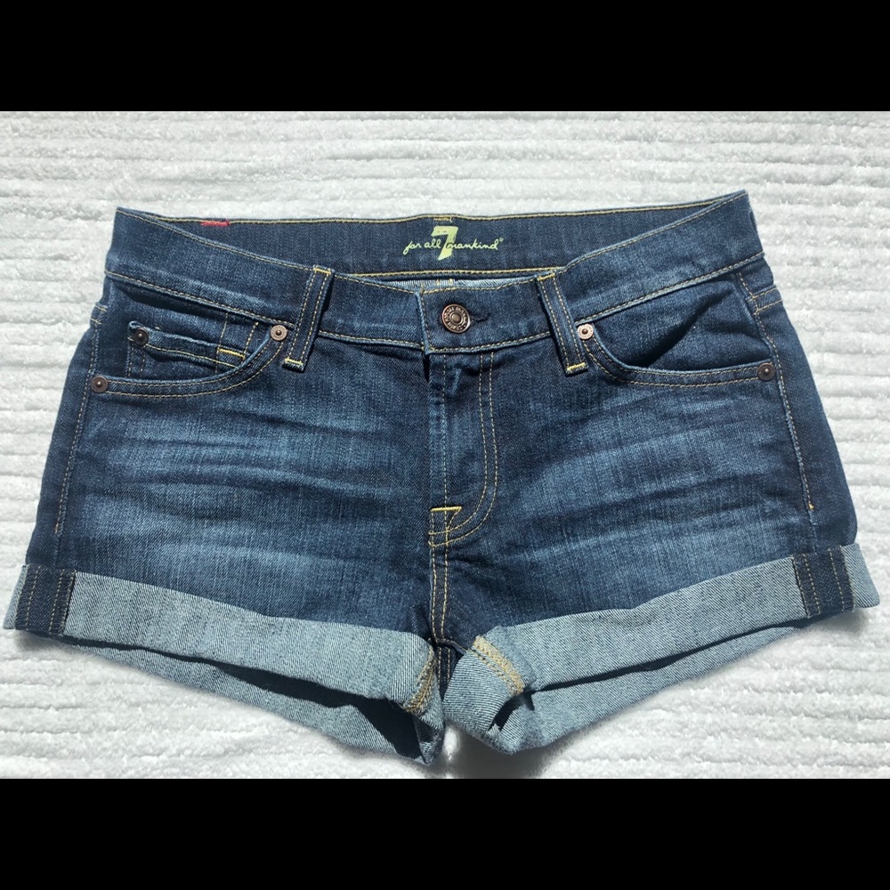 7 For All Mankind Rolled Cuffs Denim Shorts
